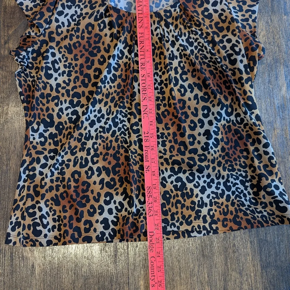 Worthington Leopard Print Blouse with‎ Flutter Sleeves